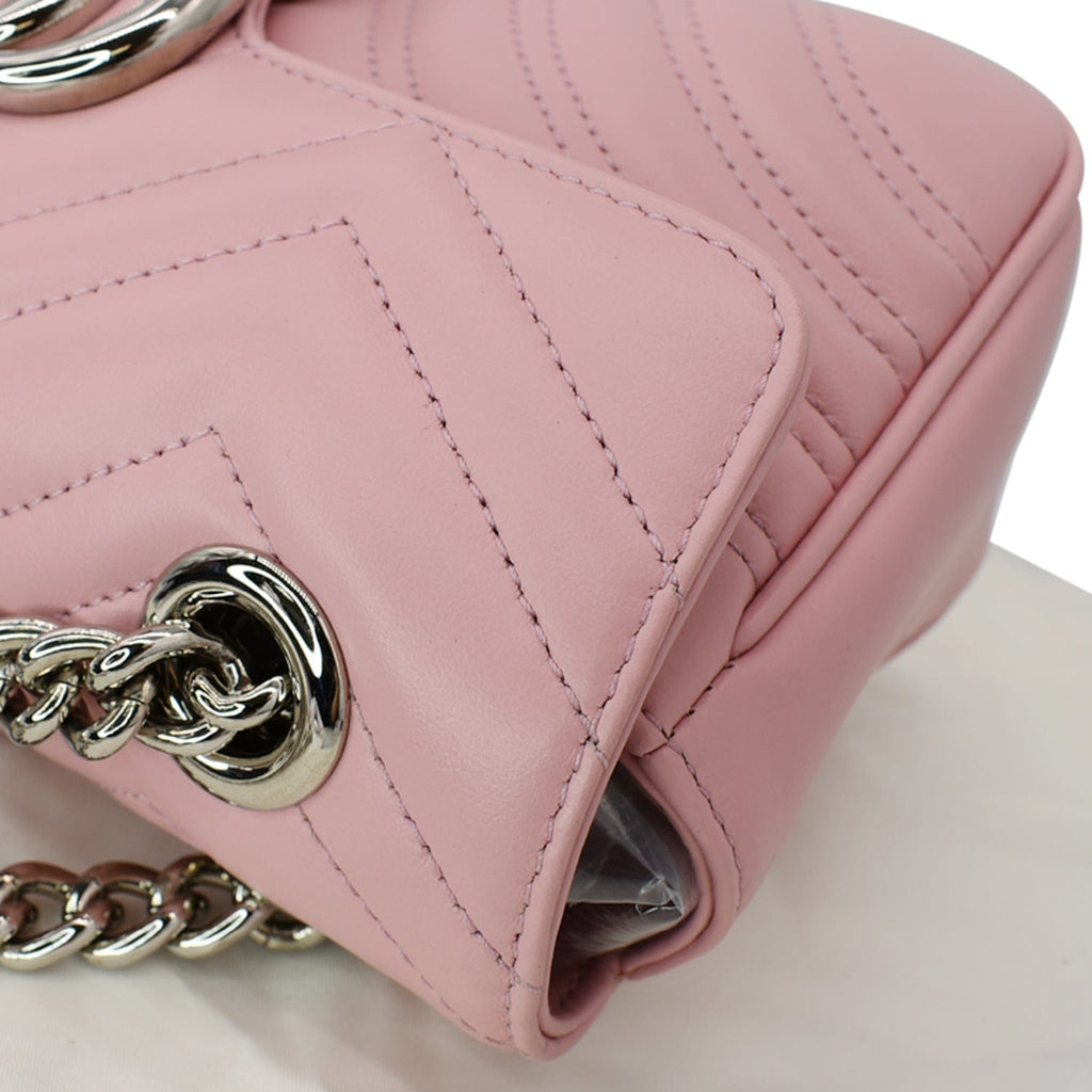 GUCCI Gucci Marmont Mini MatelassÃ© Leather Shoulder Crossbody Bag Pastel Pink 446744
