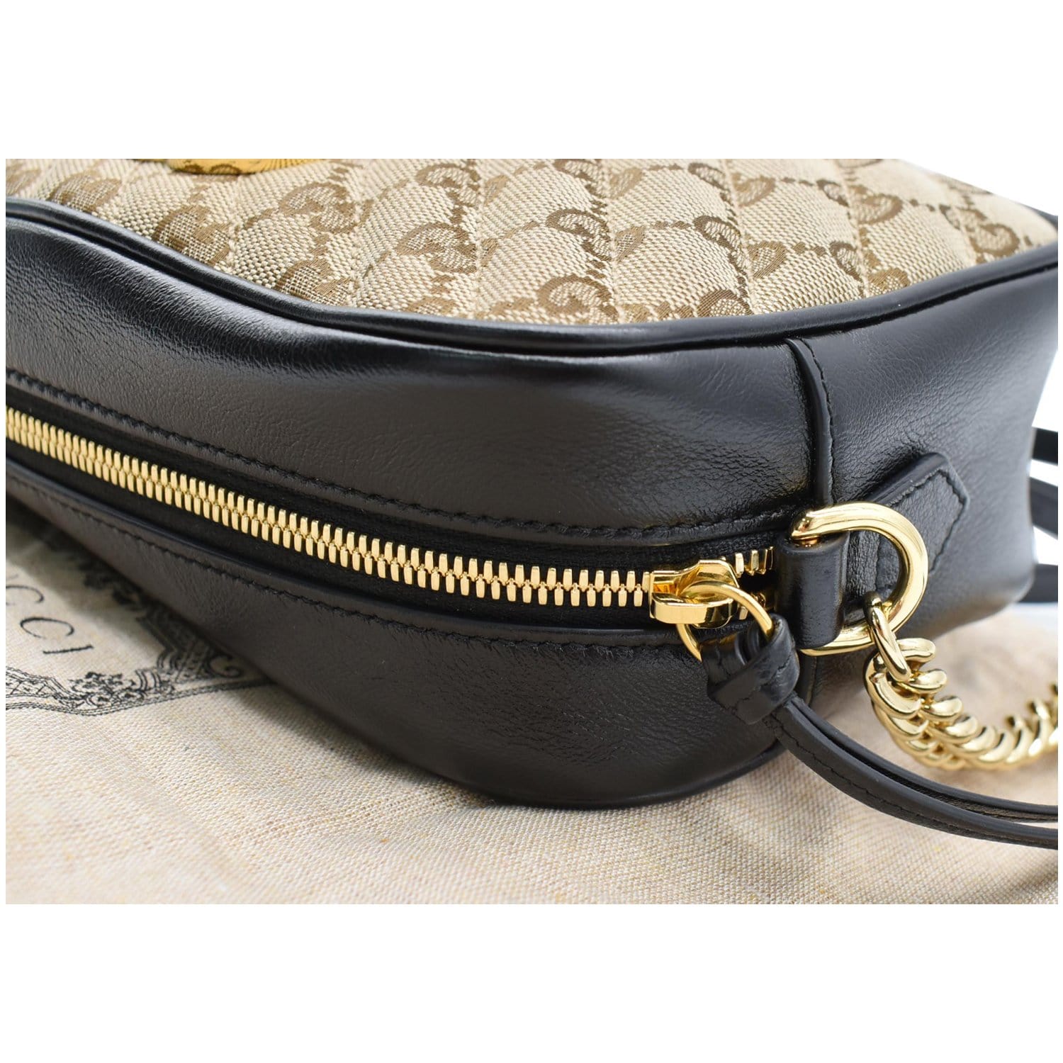 GUCCI Gucci Marmont Small Matelasse Canvas Leather Crossbody Bag Beige 447632