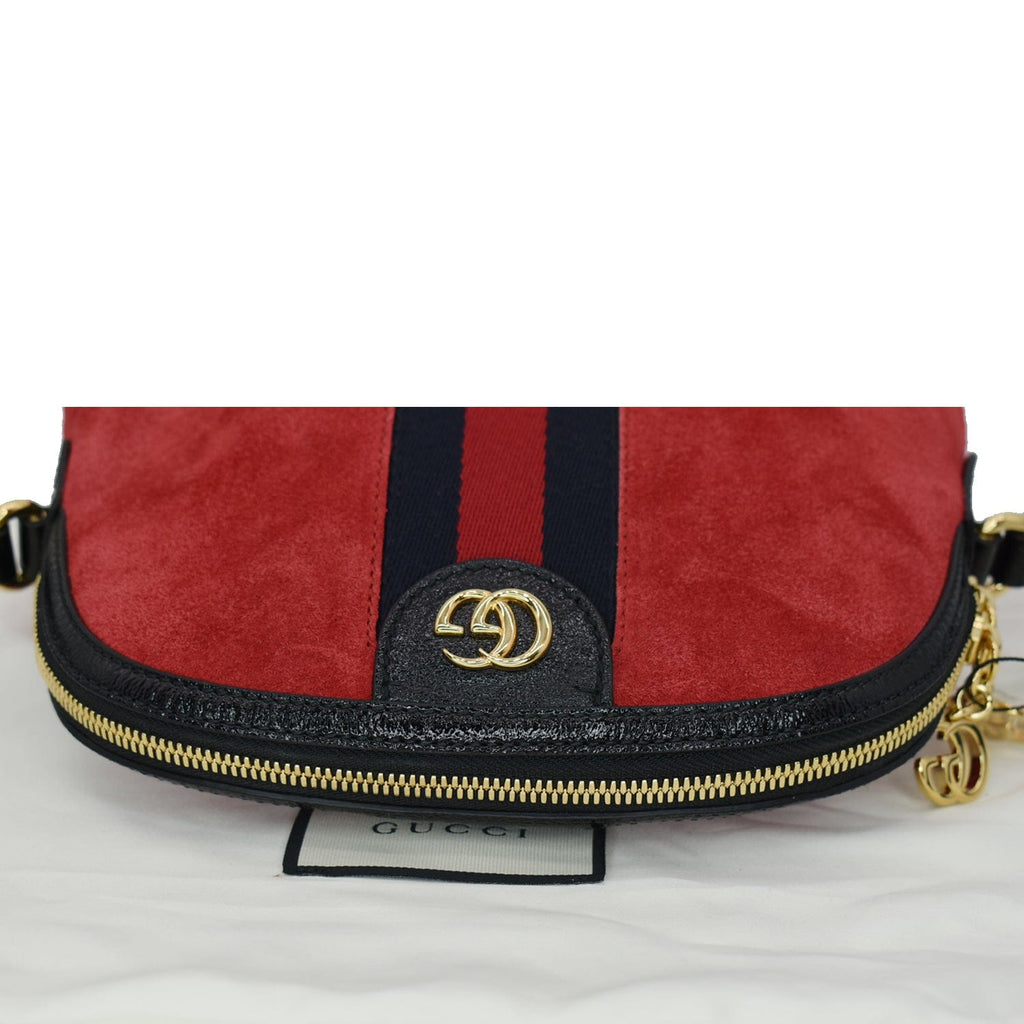GUCCI Ophidia Gucci Small Suede Shoulder Bag Red 499621