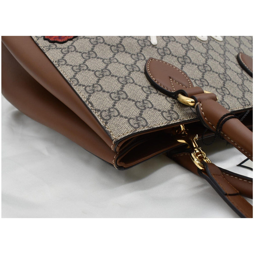 GUCCI Blind for Love Gucci Supreme Canvas Top Handle Crossbody Bag Maple Brown 453704