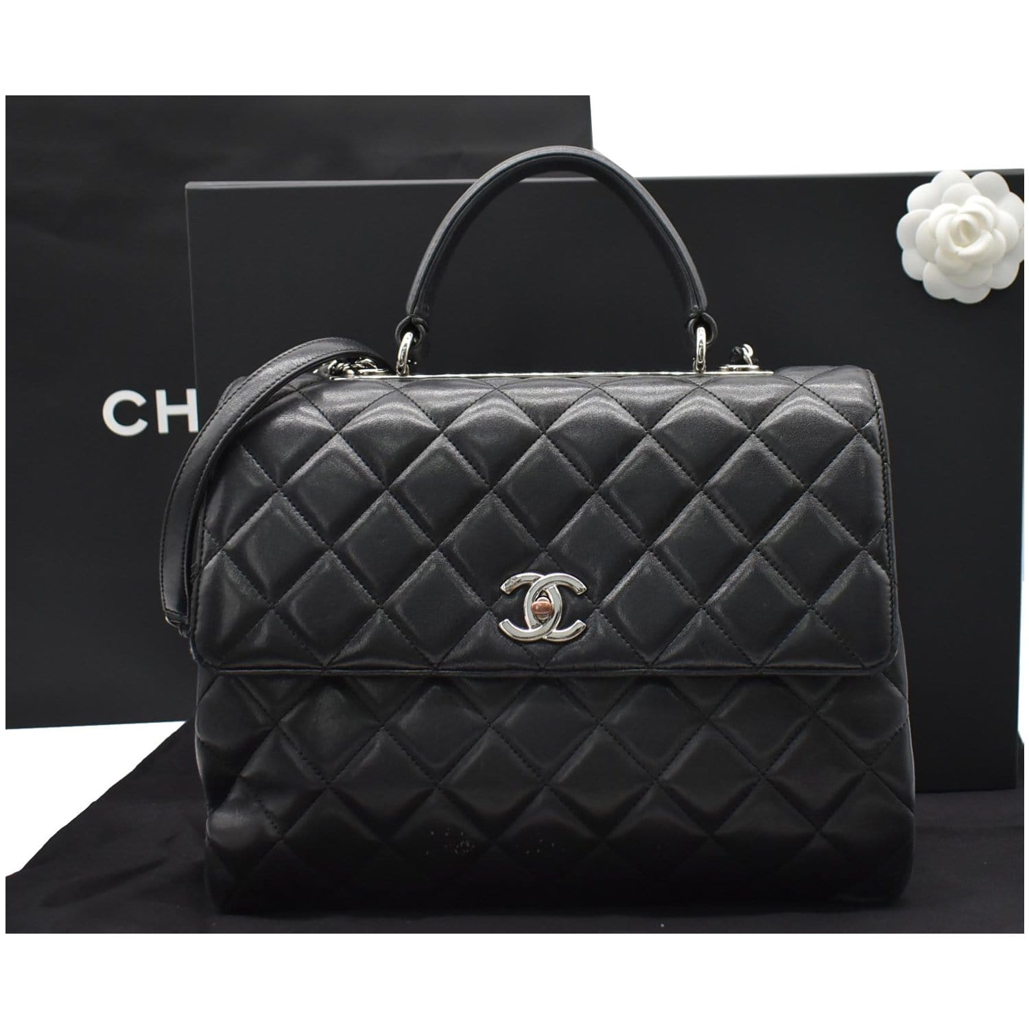 Chanel Trendy CC Large Flap Quilted  Leather Shoulder Bag Black