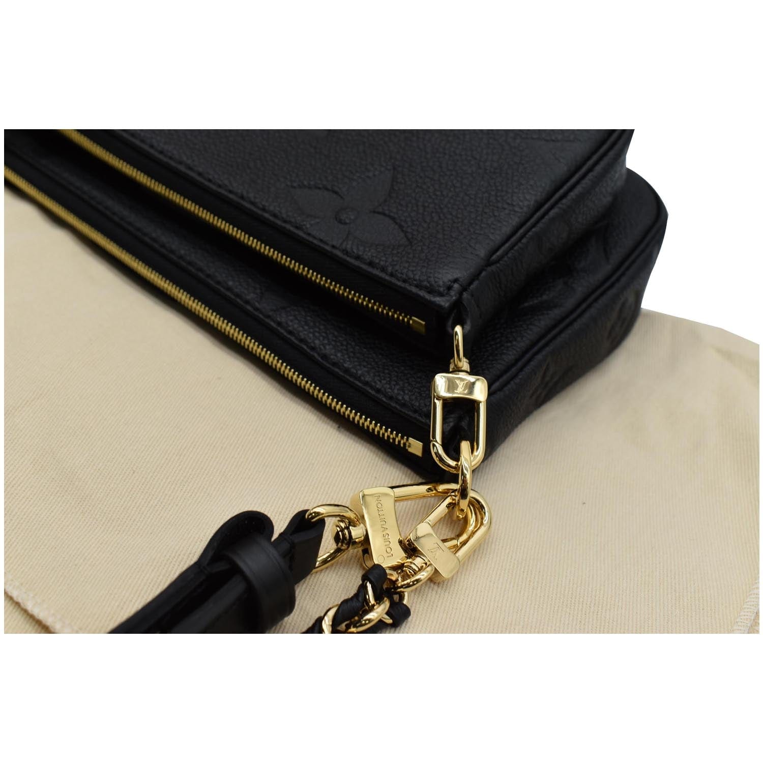 LOUIS VUITTON Multi Pochette Empreinte Leather Accessories Bag Black