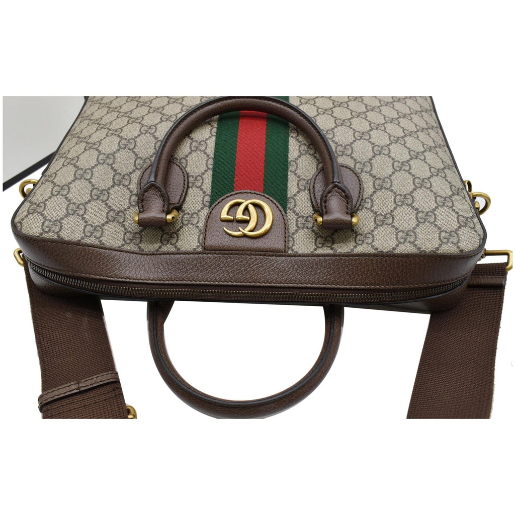 GUCCI Ophidia Soft Gucci Supreme Canvas Leather Briefcase Shoulder Bag Beige 574793