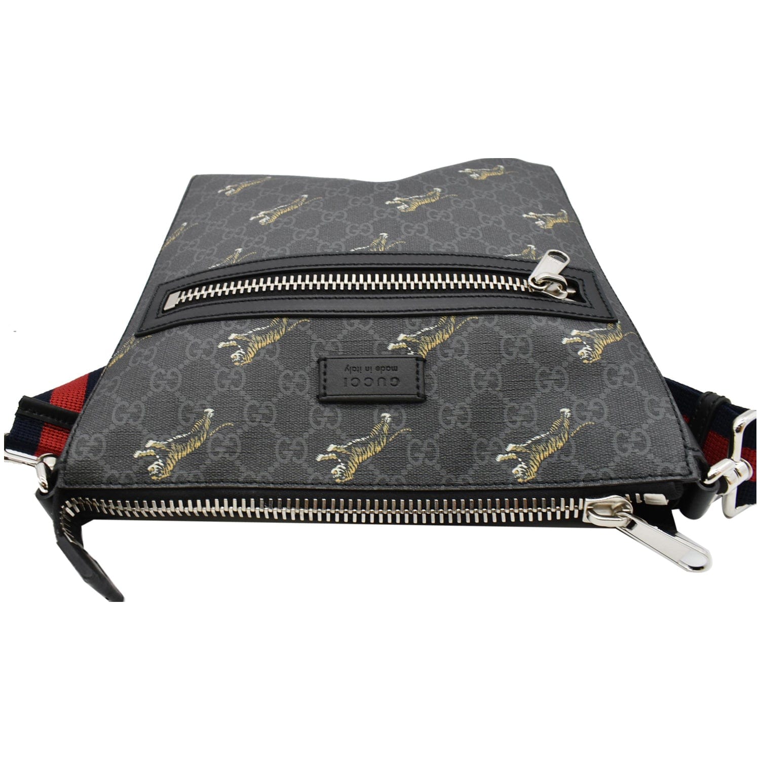 GUCCI Bestiary Tigers Gucci Supreme Square Messenger Bag Black 474137