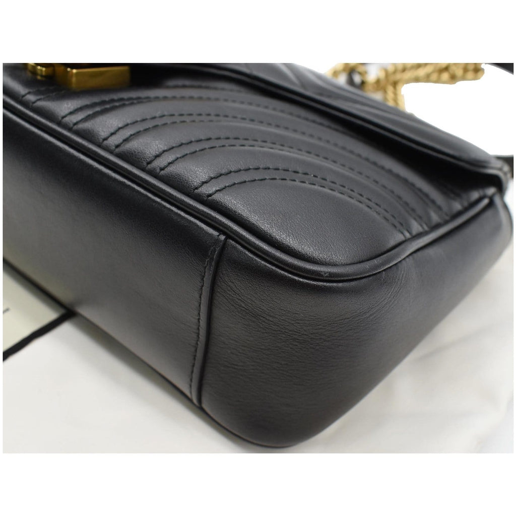 GUCCI Gucci Marmont Small Matelasse Leather Crossbody Bag Black 443497