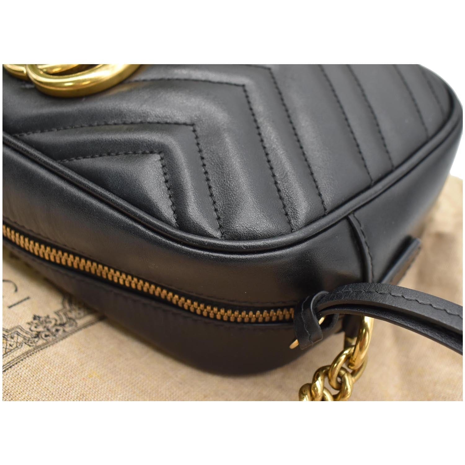 GUCCI Gucci Marmont Matelasse Small Leather Crossbody Bag Black