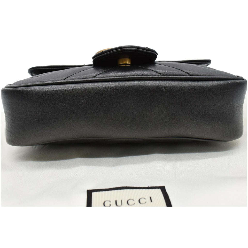 GUCCI Gucci Marmont Matelasse Leather Super Mini Crossbody Bag Black