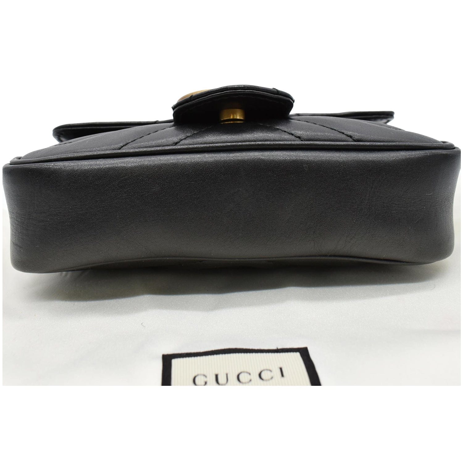 GUCCI Gucci Marmont Matelasse Leather Super Mini Crossbody Bag Black