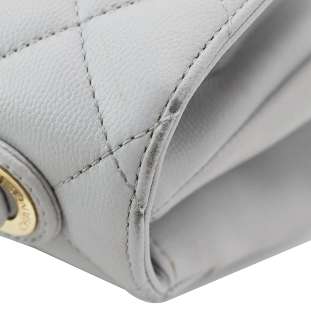 Chanel Business Affinity Medium Quilted Caviar Crossbody Bag Gray