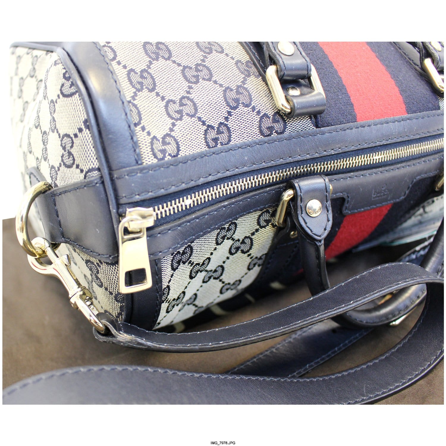 GUCCI Web Medium  Gucci Boston Bag with Signature Web 247205