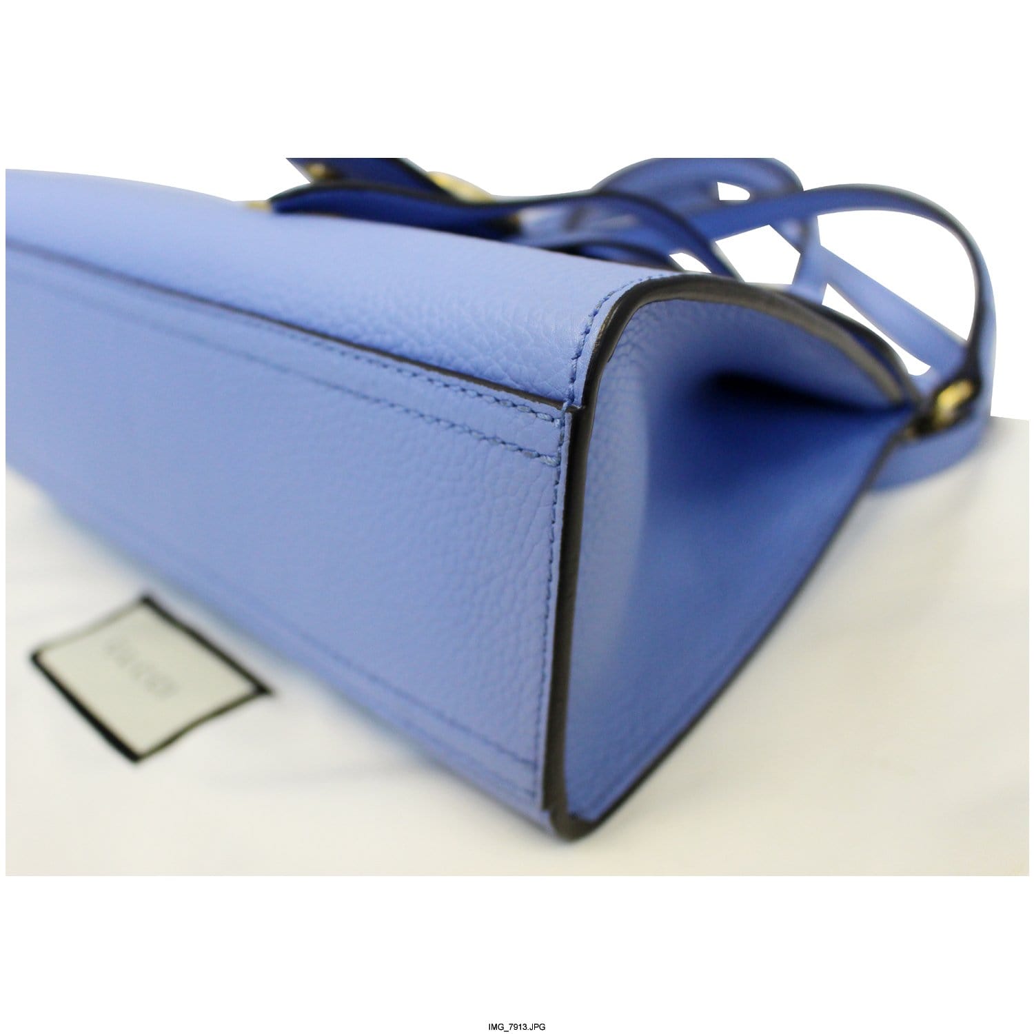 GUCCI Gucci Marmont Leather Top Handle Shoulder Bag Blue 442622