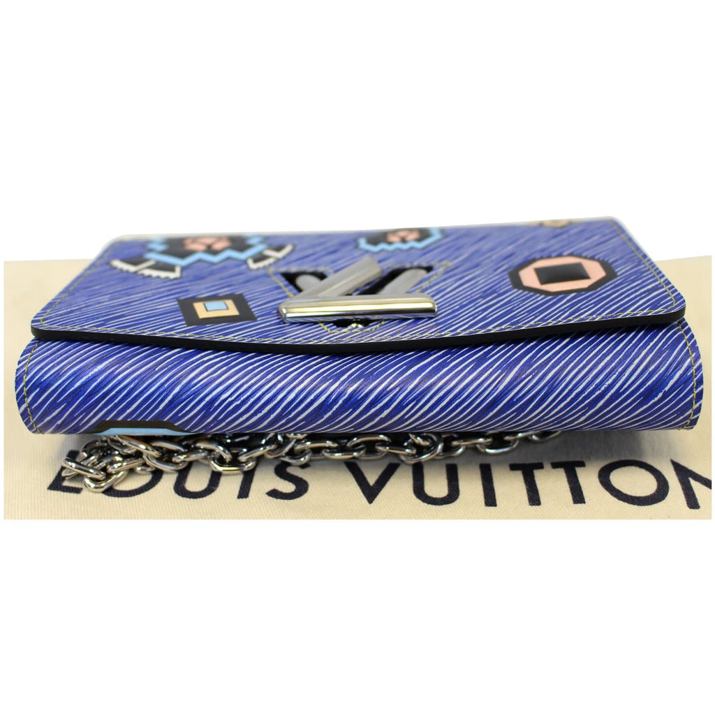 LOUIS VUITTON Twist Chain Denim Wallet Epi Azteque Stickers Crossbody Bag