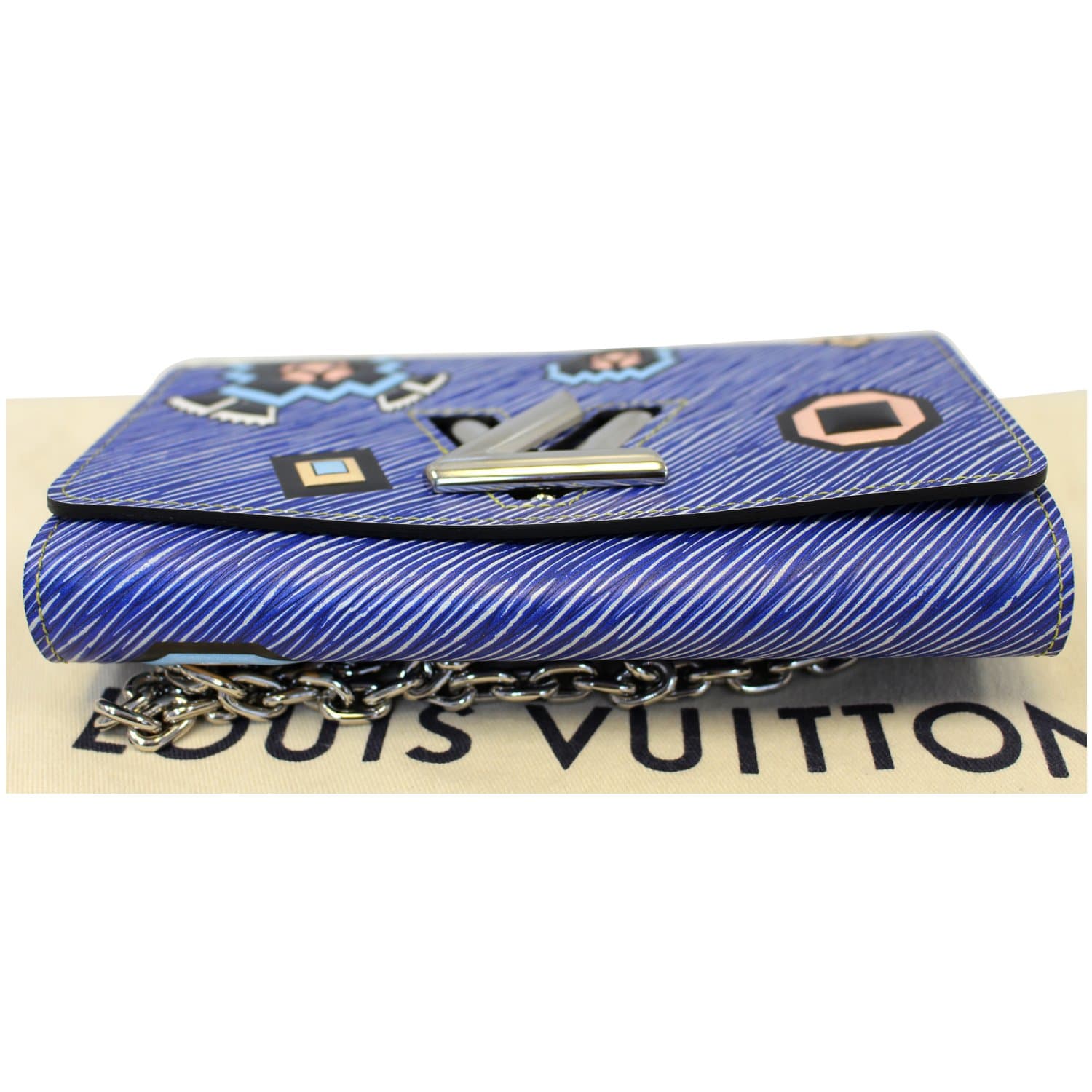 LOUIS VUITTON Twist Chain Denim Wallet Epi Azteque Stickers Crossbody Bag