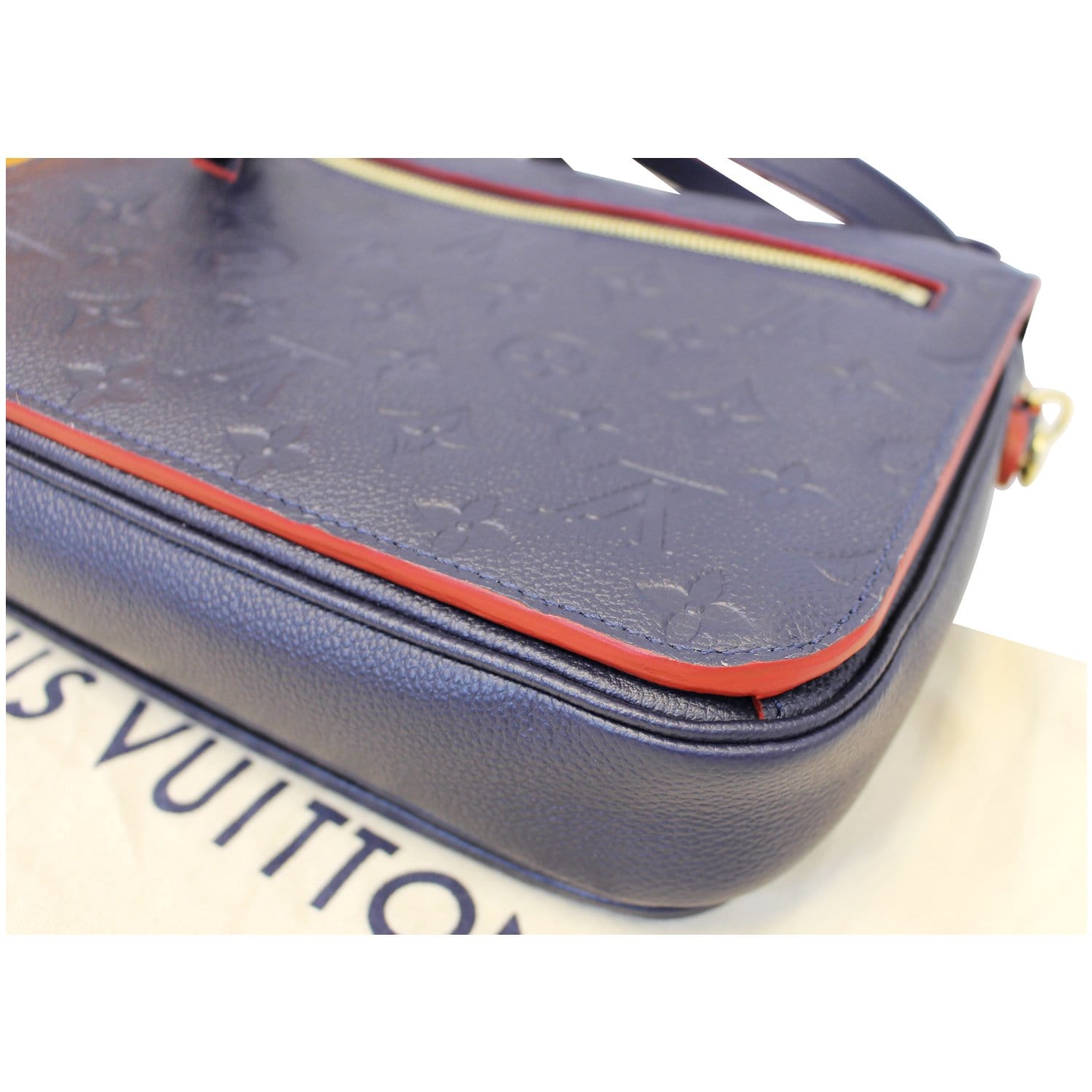 LOUIS VUITTON Pochette Metis Monogram Empreinte Shoulder Bag Marine Rouge