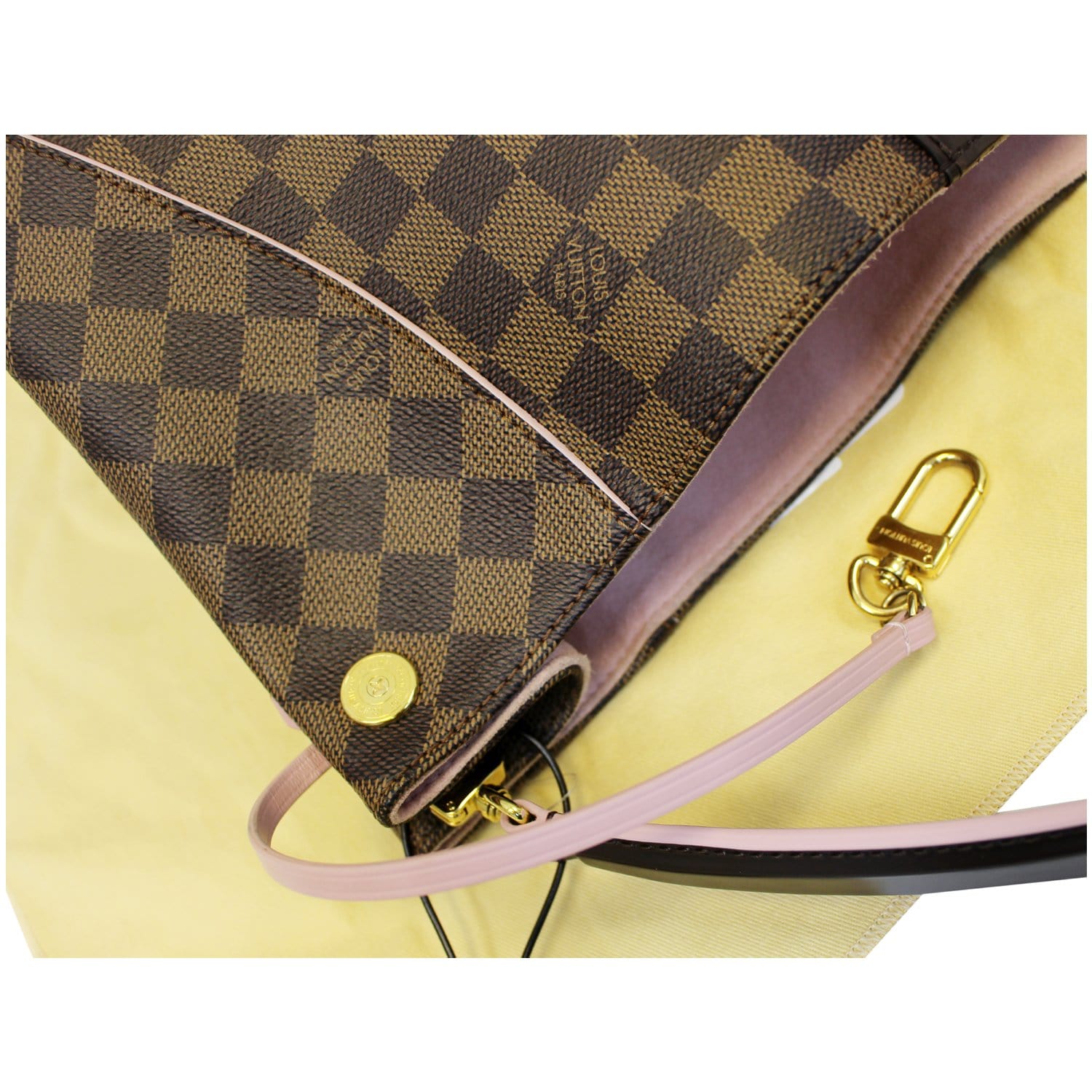 LOUIS VUITTON Caissa Damier Ebene Rose Ballerine Hobo Bag