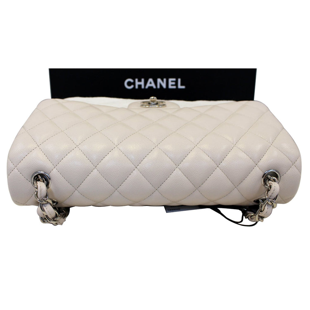 Chanel Classic Jumbo Double Flap Caviar Leather Leather Ivory Shoulder Bag