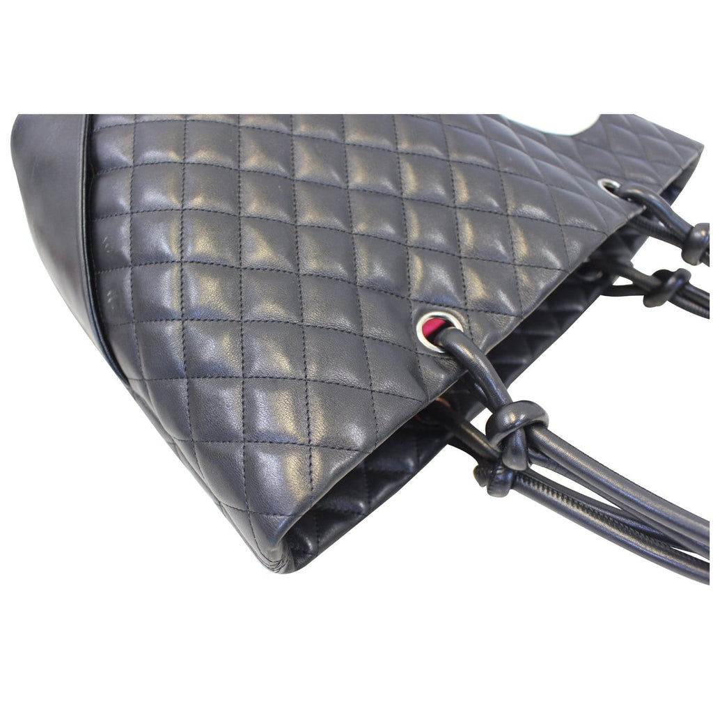 Chanel Cambon  Black CalfSkin Leather Large Tote Bag