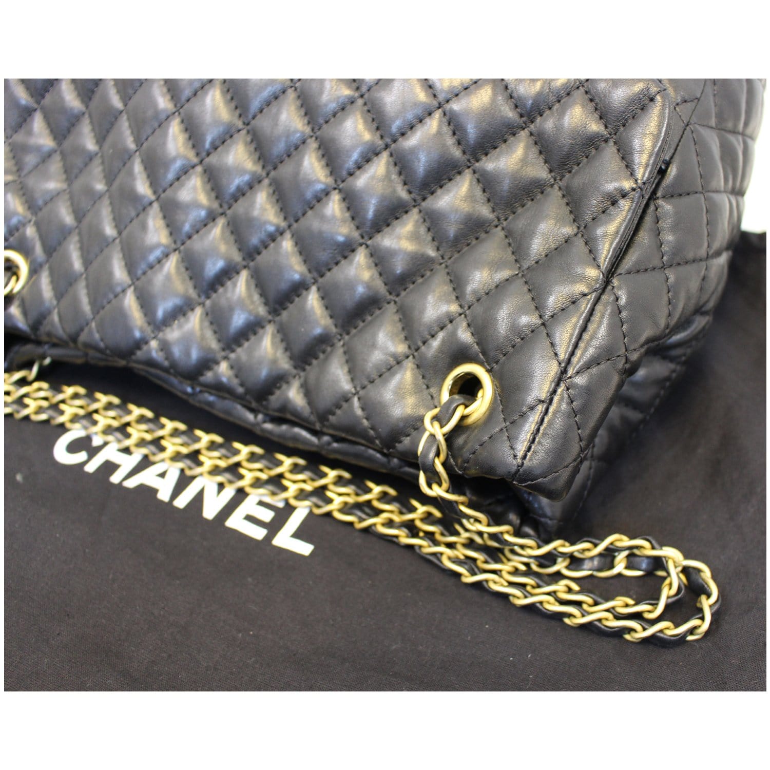 Chanel Large Shopping Flap Shoulder Bag Black