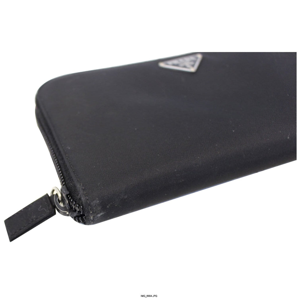 PRADA Black Nylon Zip Around Wallet