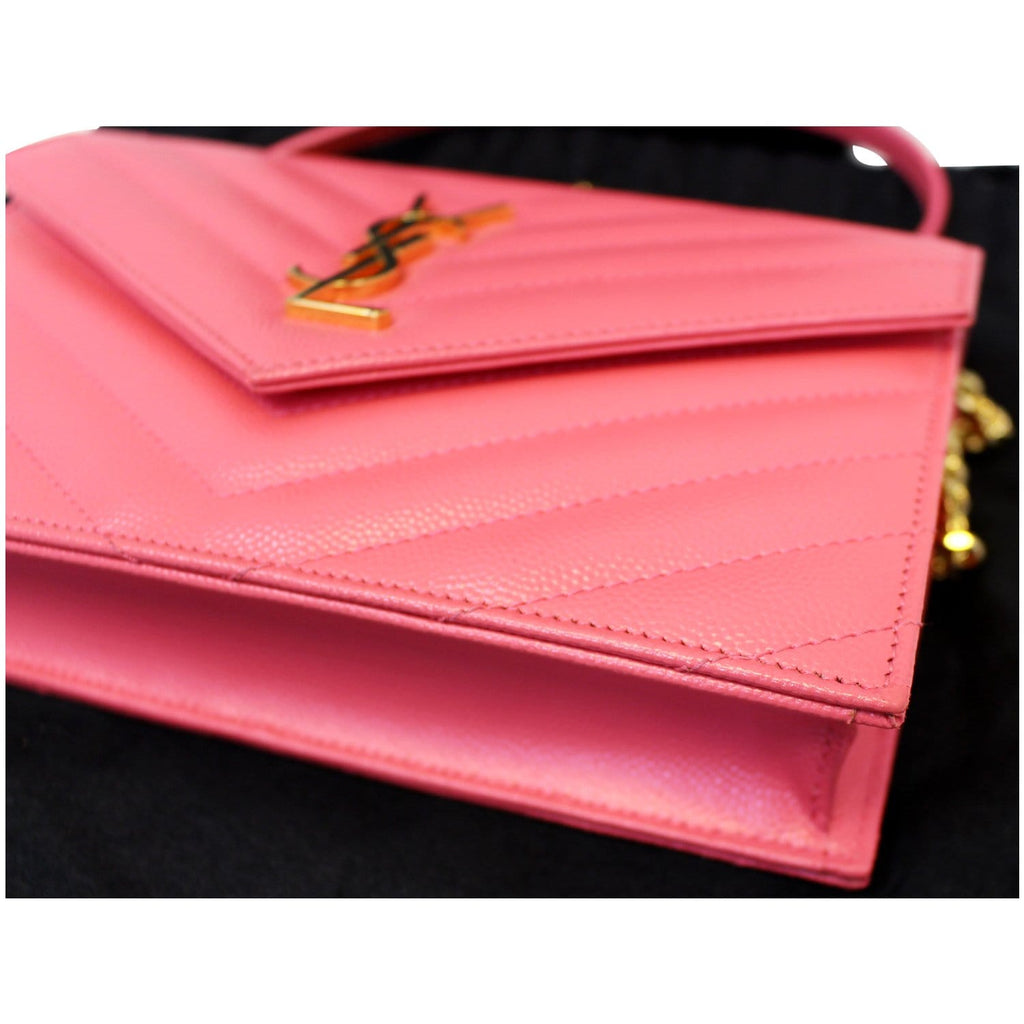 YVES Saint Laurent Monogram Matelasse Wallet-on-A-Chain Crossbody Bag Pink
