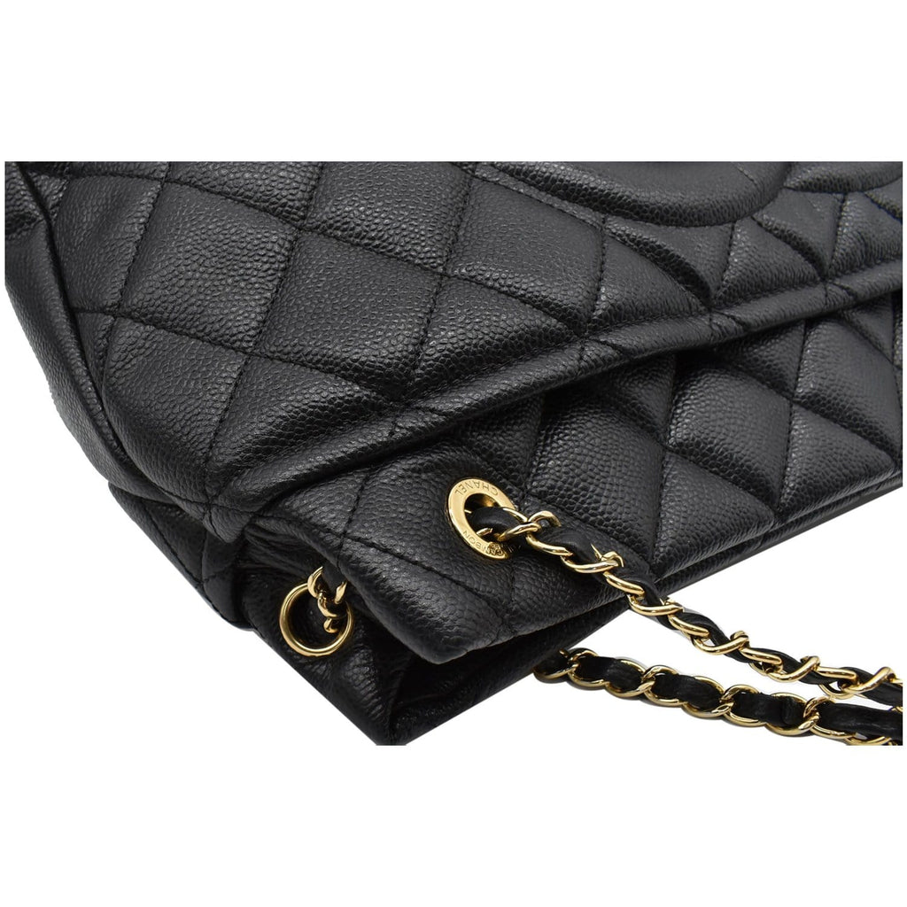 Chanel Timeless CC Soft Quilted Caviar Leather Shopping Tote Bag Black