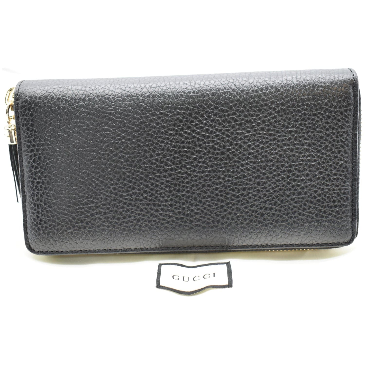 GUCCI Soho Zip Around Pebbled  Leather Wallet Black 598187
