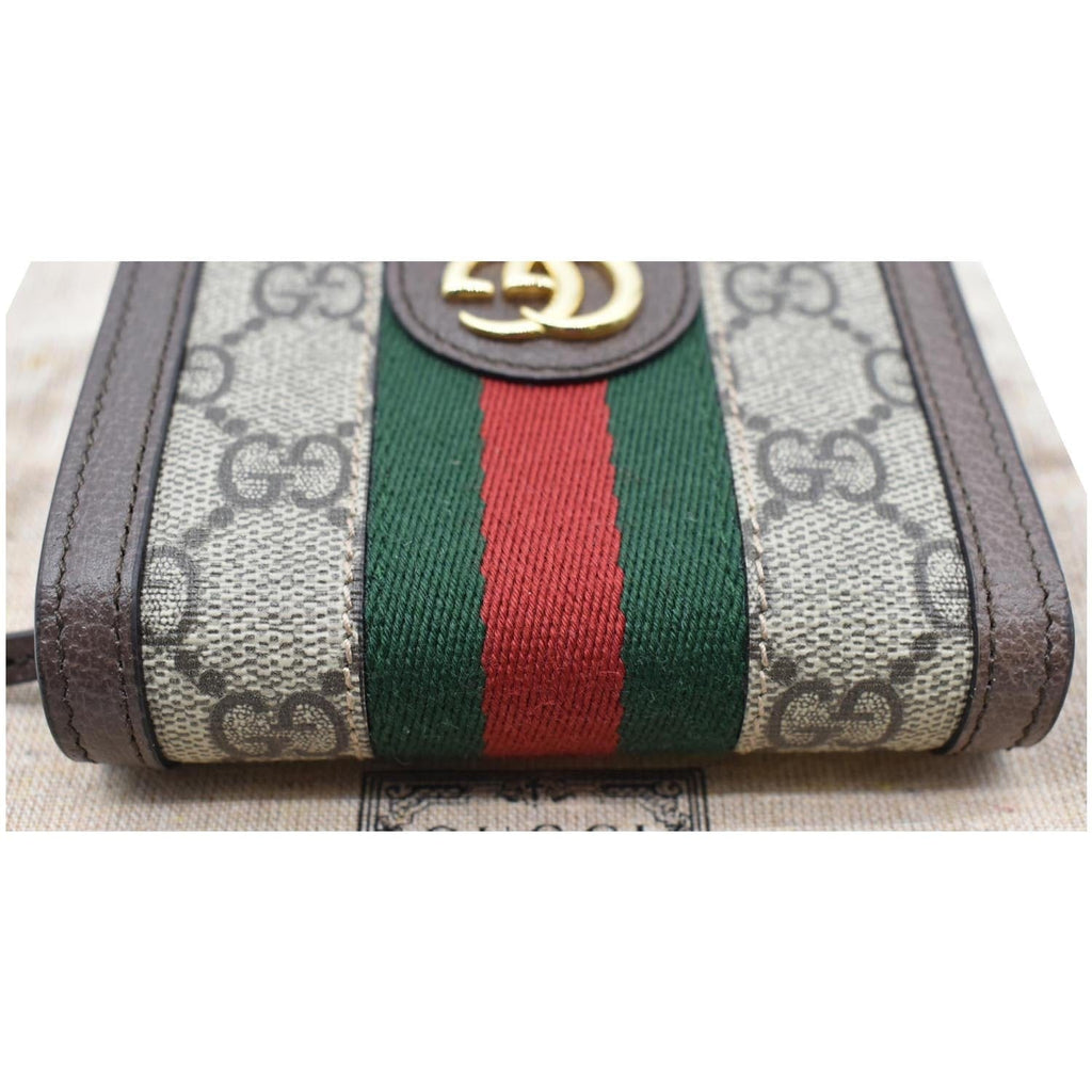 GUCCI Ophidia Gucci Card Case Wallet Beige