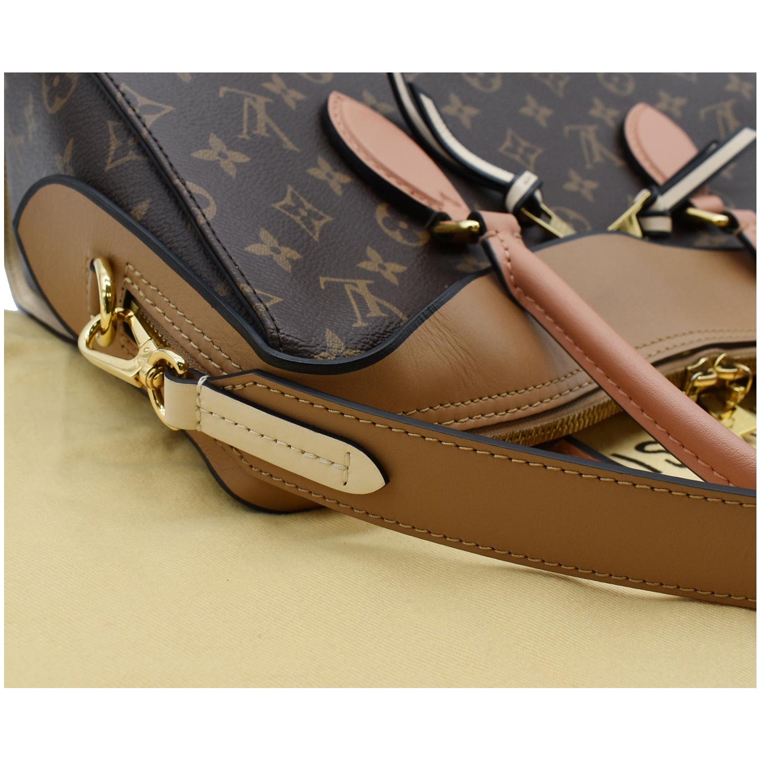 LOUIS VUITTON Tuileries Monogram Canvas Shoulder Bag Sesame Peach Creme