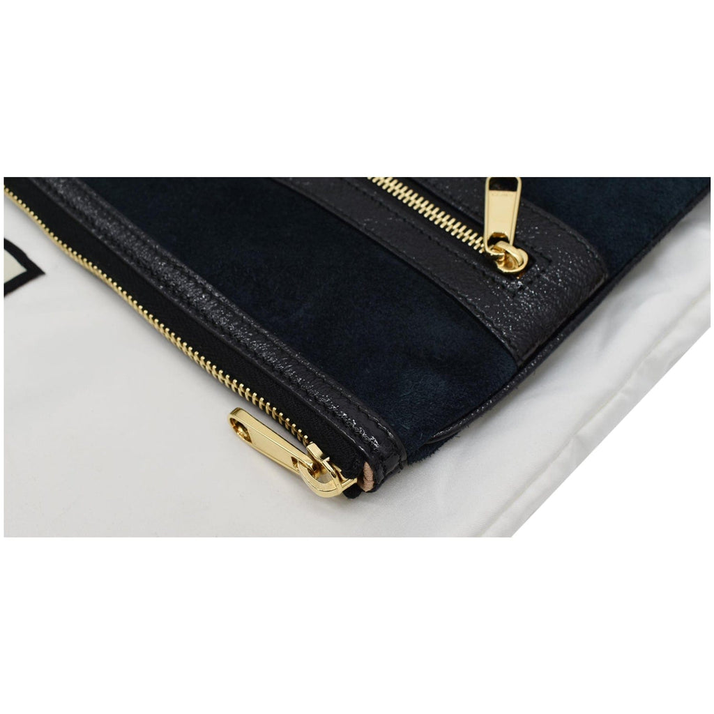 GUCCI Ophidia Gucci Suede Leather Pouch Clutch Bag Navy Blue 517551