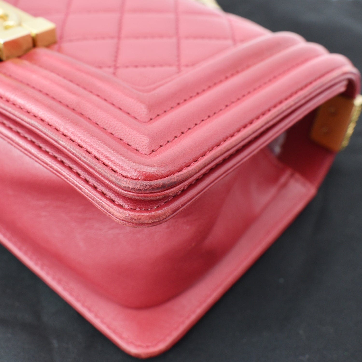 Chanel Le Boy Small  Leather Shoulder Bag Red