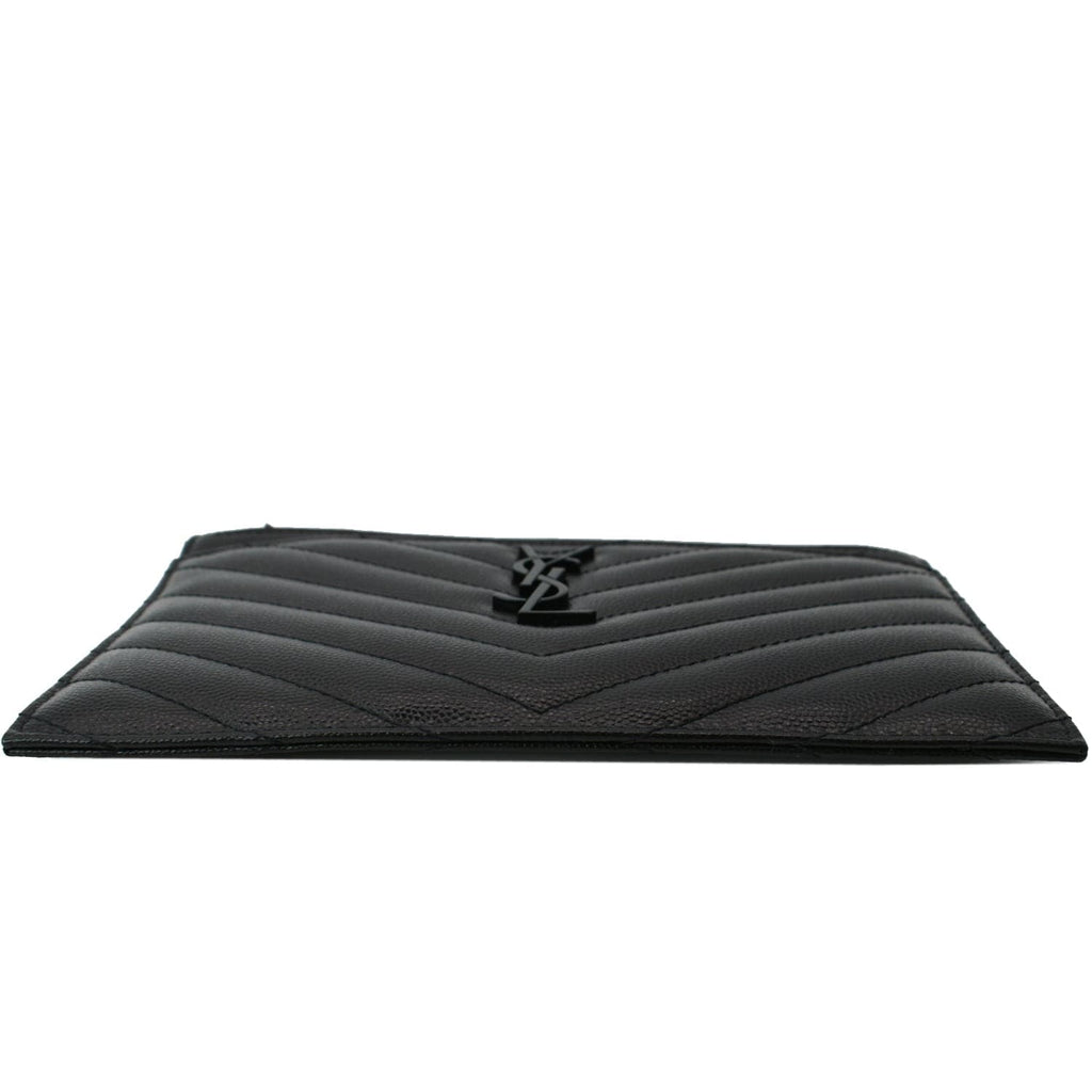 YVES SAINT LAURENT Matelasse Bill Grain De Poudre Zip Pouch Black