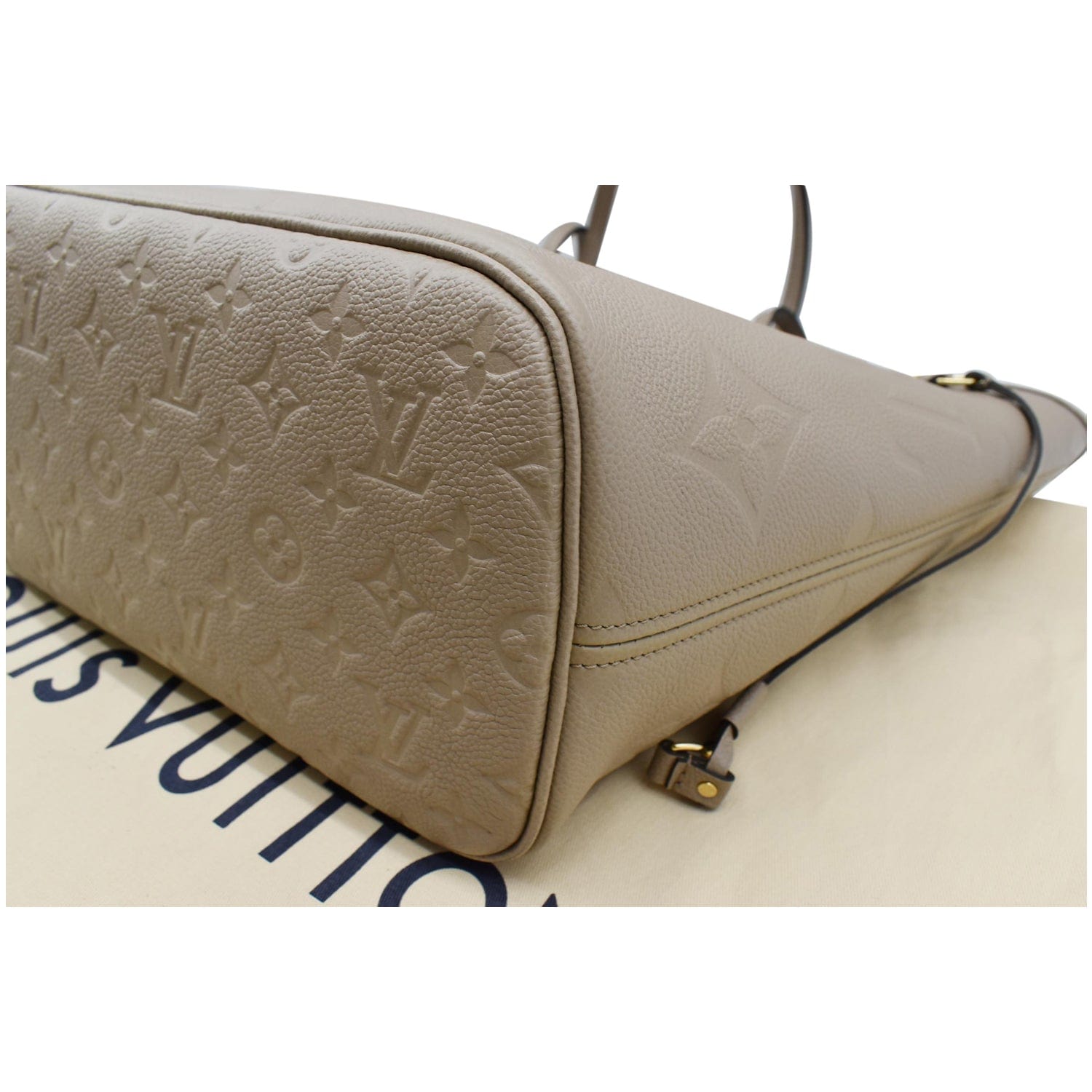 LOUIS VUITTON Neverfull MM Monogram Empreinte Tote Bag Beige