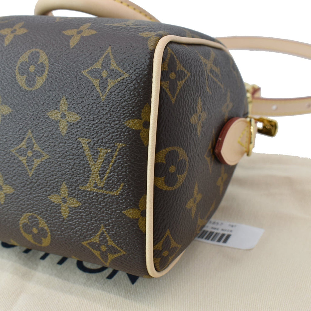 LOUIS VUITTON Speedy Bandouliere 20 Monogram Canvas Crossbody Bag Brown