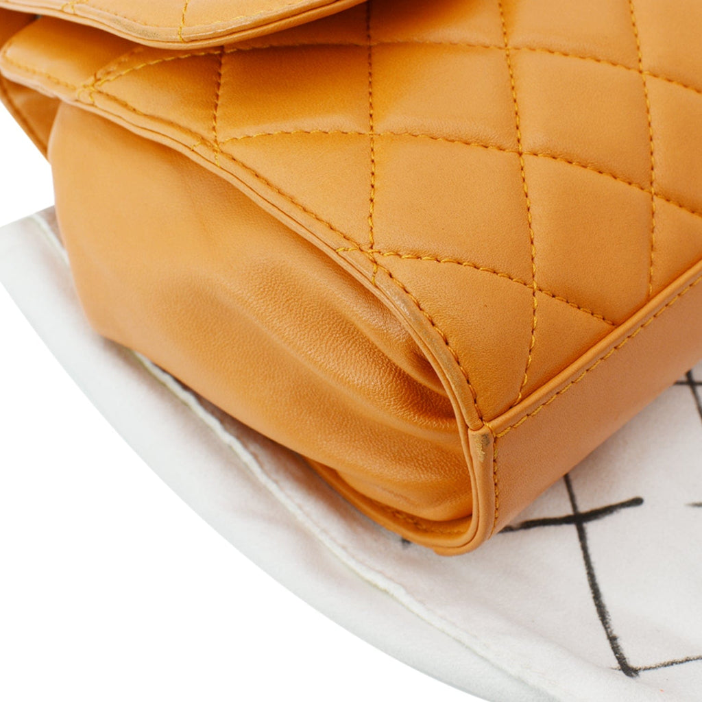 Chanel Classic Flap Drawstring Quilted  Leather Shopper Shoulder Bag Orange - Hot Deals