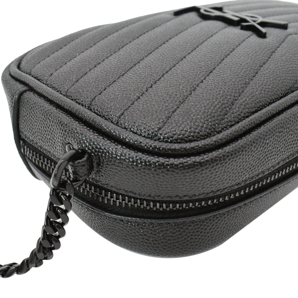 YVES SAINT LAURENT Mini Lou Leather Camera Crossbody Bag Black