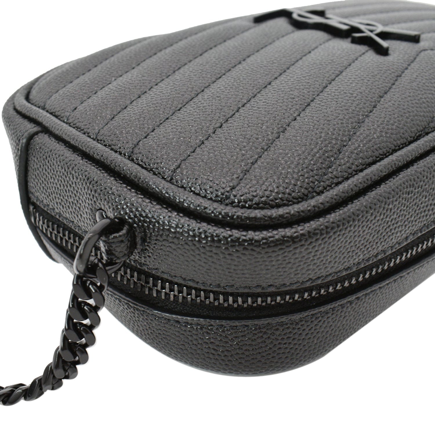 YVES SAINT LAURENT Mini Lou Leather Camera Crossbody Bag Black