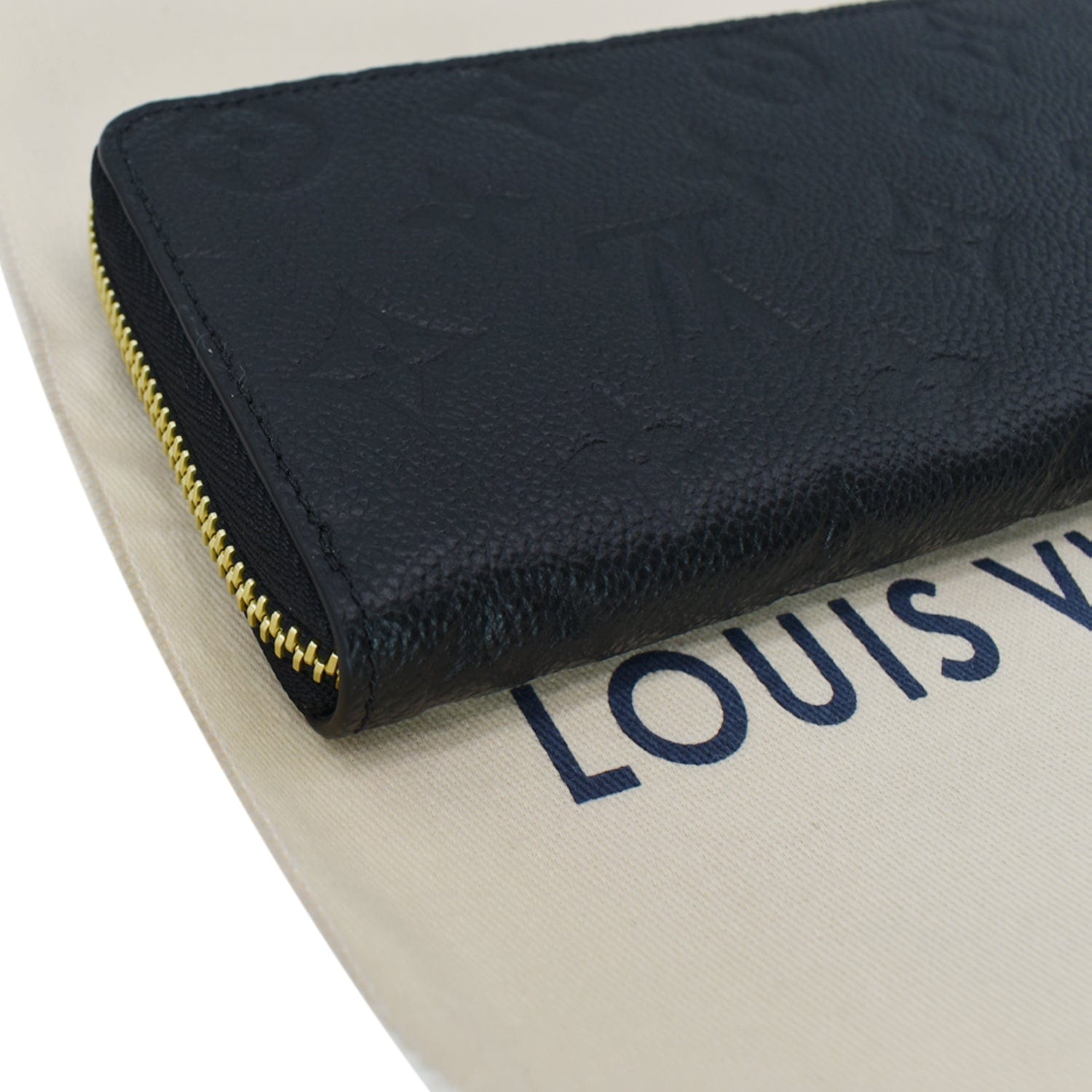 LOUIS VUITTON Clemence Empreinte Leather Wallet Black