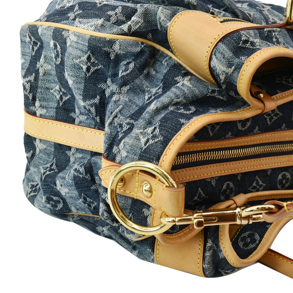 LOUIS VUITTON Cabas Raye GM Monogram Denim Shoulder Bag Blue