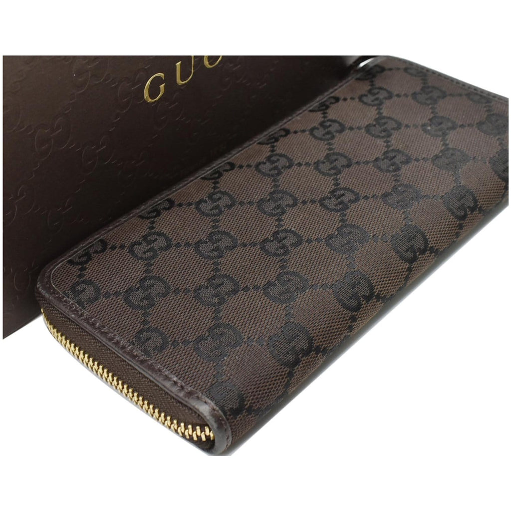 GUCCI Gucci Canvas Zip Around Wallet Brown 268917