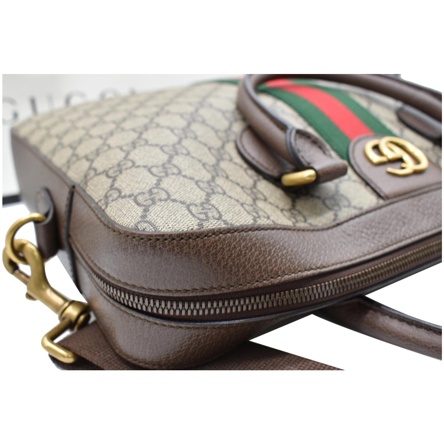 GUCCI Ophidia Soft Gucci Supreme Canvas Leather Briefcase Shoulder Bag Beige 574793