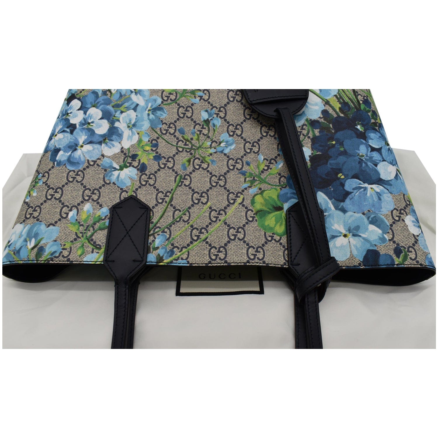GUCCI Blooms Reversible Gucci Print Floral Supreme Tote Bag Blue 546323