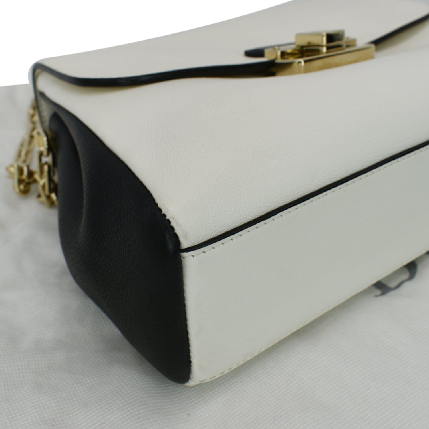 CHRISTIAN DIOR Diorling Medium Leather Shoulder Bag White/Black