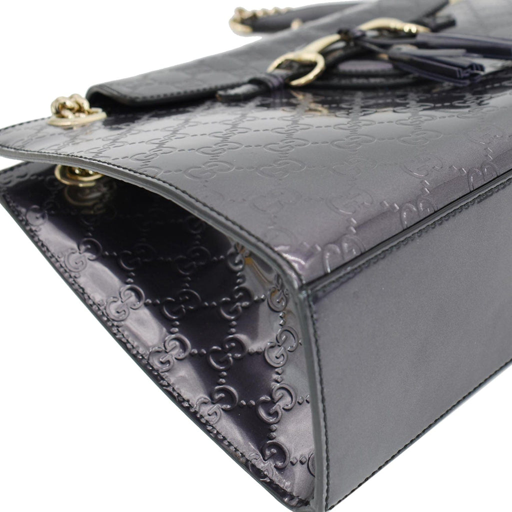 GUCCI Emily Large Guccissima New 1:1 Rep Leather Shoulder Bag Dark Violet 295403
