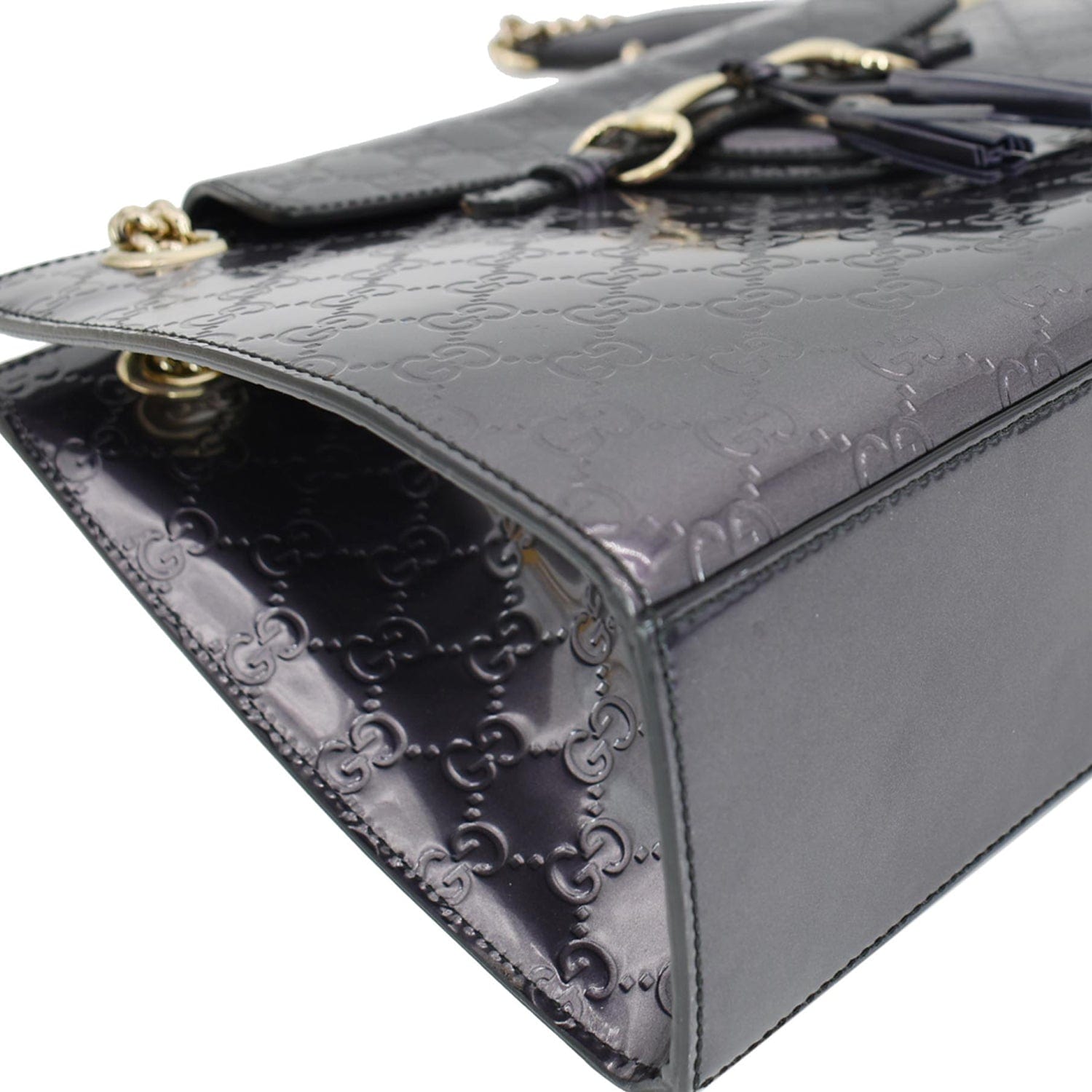 GUCCI Emily Large Guccissima New 1:1 Rep Leather Shoulder Bag Dark Violet 295403