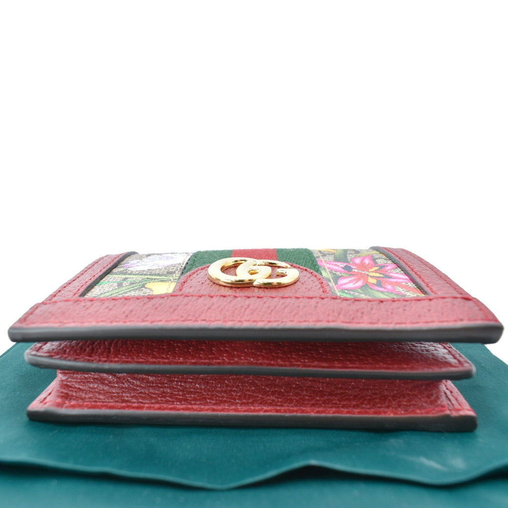GUCCI Ophidia Flora Gucci Supreme Canvas Card Case Wallet Red 523155 - 10% Off