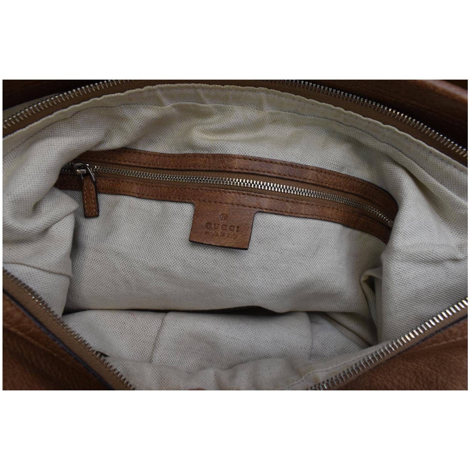 GUCCI Miss Gucci Pebbled Leather Hobo Bag Brown 323676