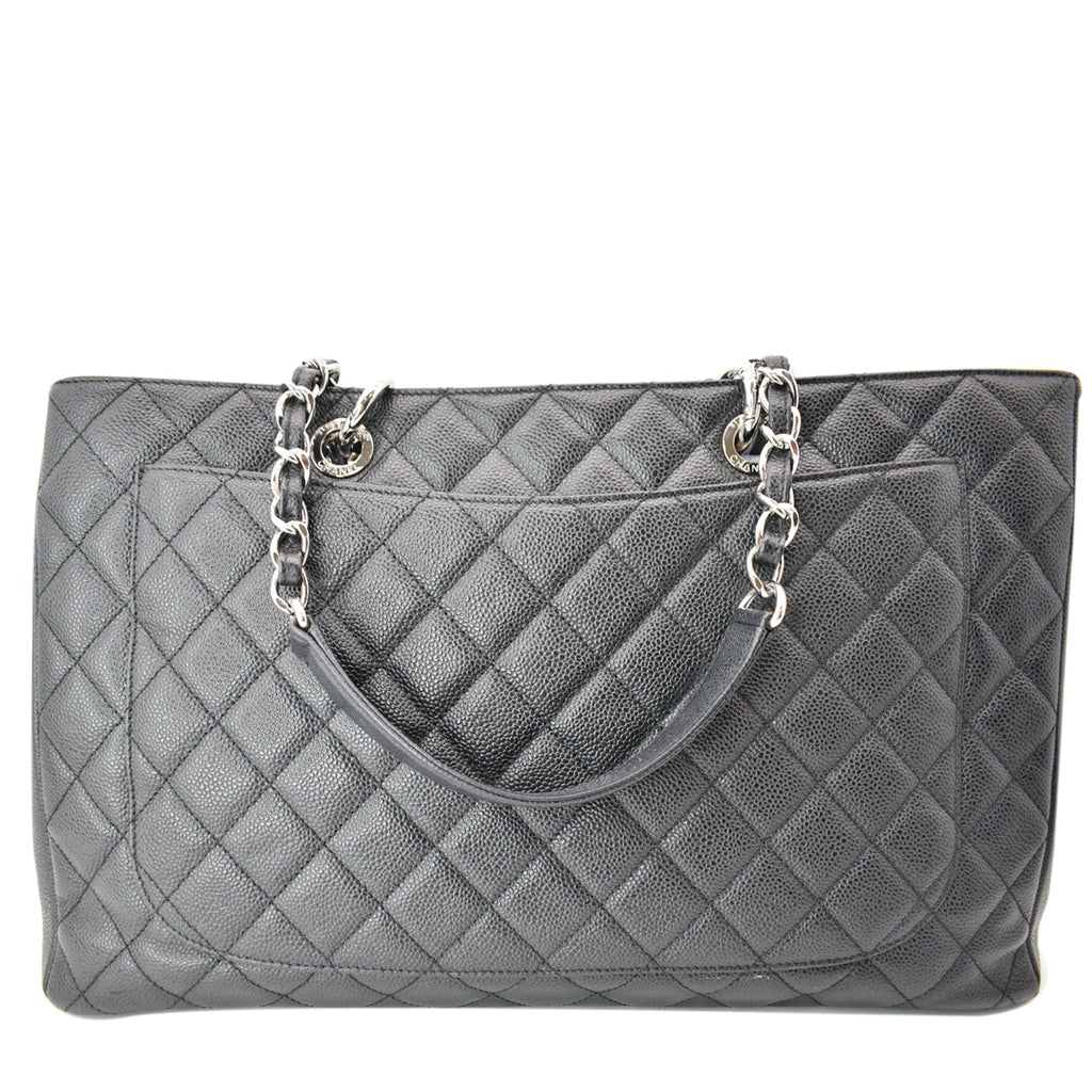 Chanel XL Grand Quilted Caviar Leather Shopping Tote Bag Black