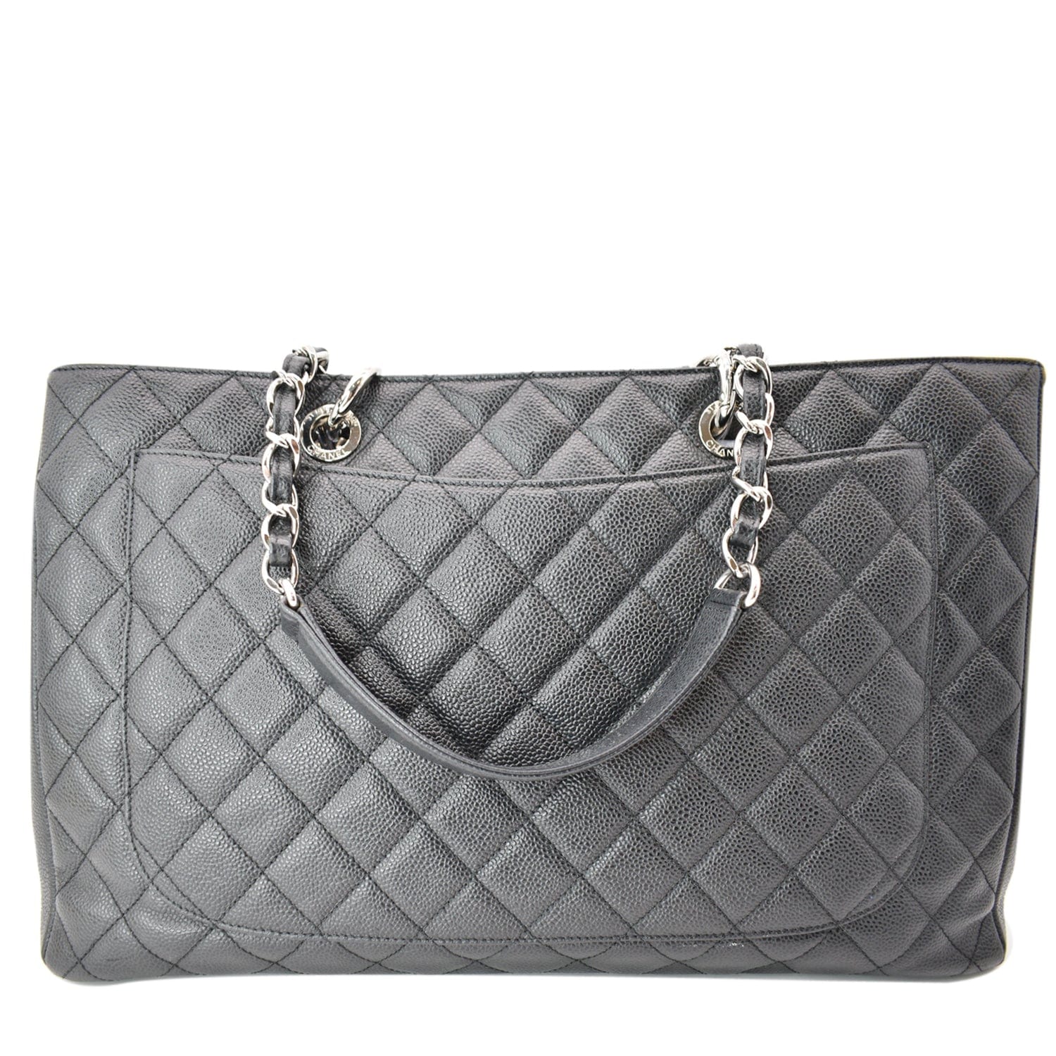 Chanel XL Grand Quilted Caviar Leather Shopping Tote Bag Black
