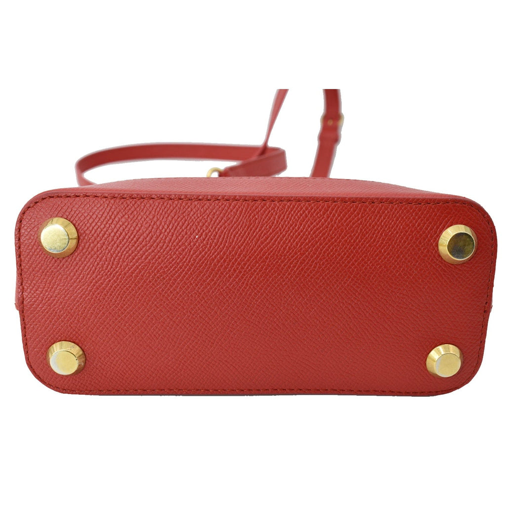 BALENCIAGA Ville Dome Leather Top Handle Crossbody Bag Red