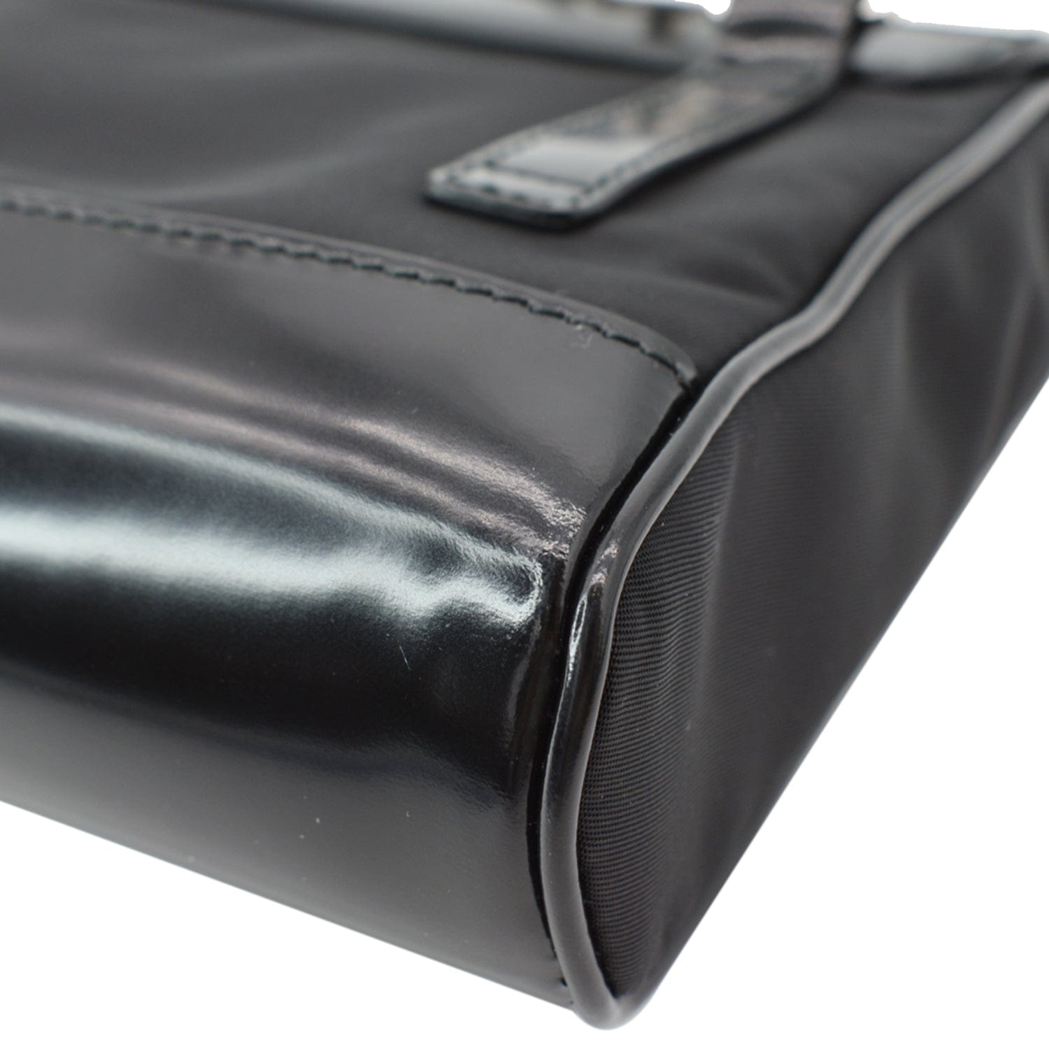 PRADA Re-Nylon Leather Shoulder Bag Black